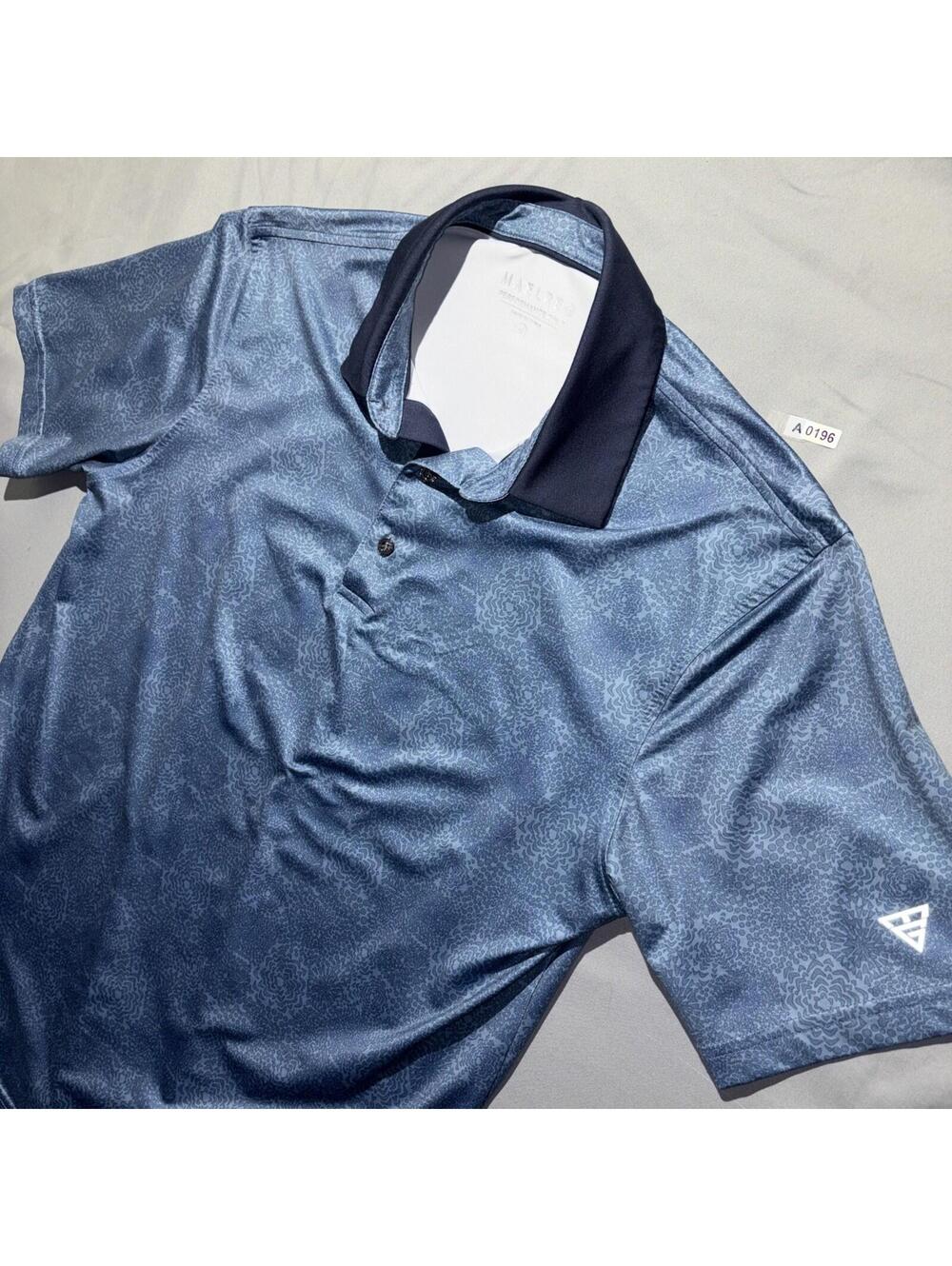 Maelreg Shirt Mens Size M Blue Performance Polo Short Sleeve Shirt Lightweight